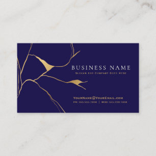 Navy Blau und Gold Kintsugi Professional Visitenkarte
