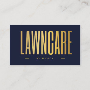 Navy Blau und Gold Lawncare Minimalist Visitenkarte
