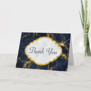 Navy Blau und Gold Marmor Modern Stilvoll Danke Karte