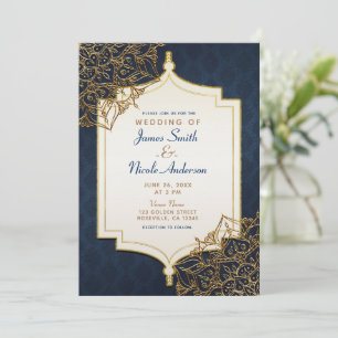 Navy Blau und Gold - Marokkanische Arabische Nächt Einladung