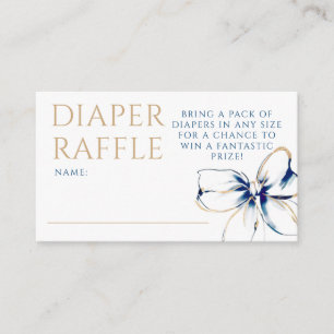 Navy Blau und Goldene Schleife Windel-Raffle-Ticke Begleitkarte