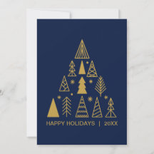 Navy Blau und Goldener Weihnachtsbaum | Feiertags-