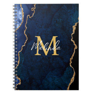 Navy Blau und Goldmarmor Achat Notizblock
