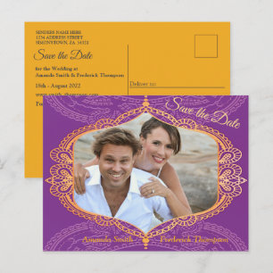 Navy Blau und oder Violett mit goldenen Mandalas A Ankündigungspostkarte