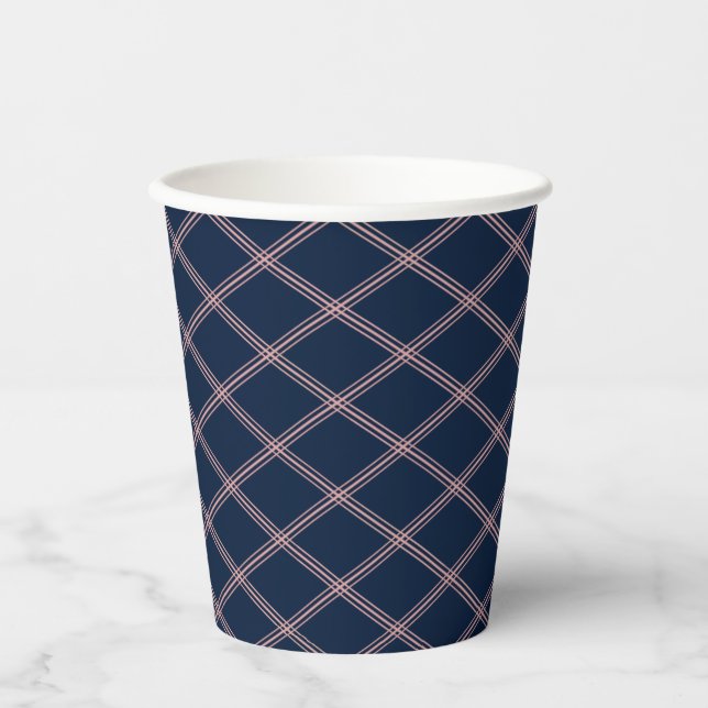 Navy Blau und Rosa Kunst, Dichtung und Musik Pappbecher (Vorderseite)