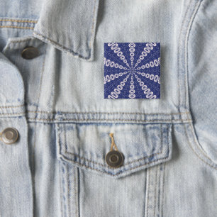 Navy Blau und Rosa Mitochondria Kaleidoskop Button