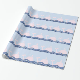 Navy Blau und Rosa Wal Geschenkpapier