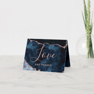 Navy Blau und Roségold Achat Marmor Dankeschön Fot Dankeskarte
