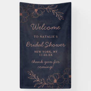 Navy Blau und Roségoldfolie Brautparty Willkommen Banner
