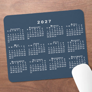 Navy Blau und Weiß 2027 Kalender Mousepad