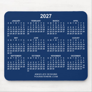 Navy Blau und Weiß 2027 Kalender Werbeartikel Mousepad