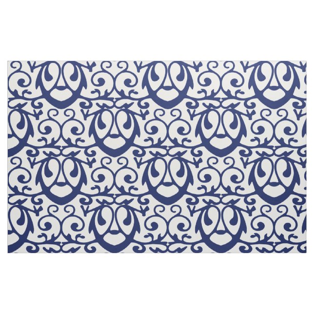 Navy Blau und Weiß Elegantes Muster Stoff (Fat Quarter (45,7 x 55,9 cm))