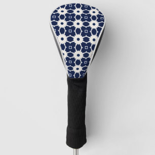 Navy Blau und Weiß Geometrische Blüten Golf Headcover