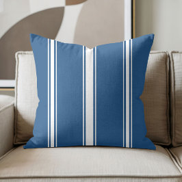Navy Blau und Weiß gestreift Kissen