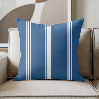 Navy Blau und Weiß gestreift Kissen