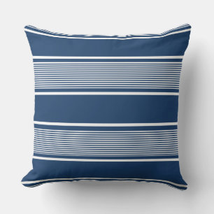Navy Blau und Weiß Mehrfach Streifen Kissen