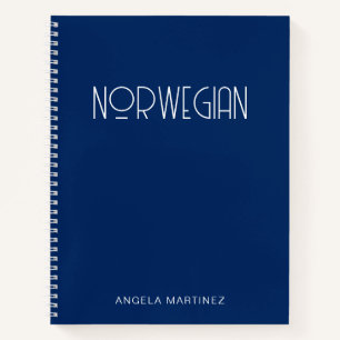 Navy Blau und Weiß Retro-Stil Sprachstudium Notizbuch