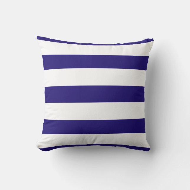 Navy Blau und Weiß Streifen Kissen (Vorderseite)