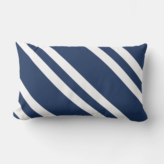 Navy Blau und Weiß Streifen Lendenkissen (Vorderseite)