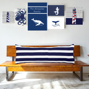 Navy Blau und Weiß Streifen Seitenschläferkissen