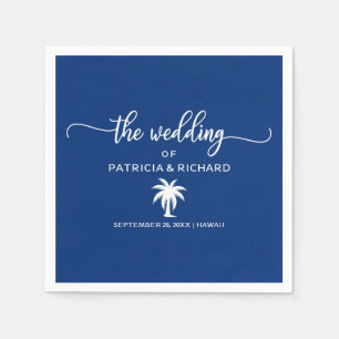 Navy Blau und Weiße Palme Ziel Hochzeit Serviette