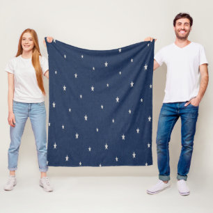 Navy Blau und Weiße Sterne Fleecedecke