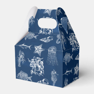 Navy Blau Wasserfarbe Ozean Meeresbewohner  Geschenkschachtel