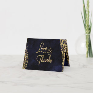 Navy Blau Watercolor & Gold Glam Hochzeit Danke
