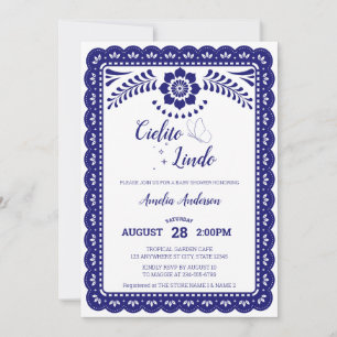 Navy Blau & Weiß Cielito Lindo Baby Shower Einladung