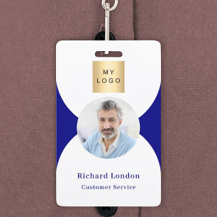 Navy blau weiß Foto Bogen QR-Code Geschäftslogo Ausweis