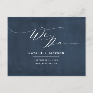 Navy Blau + Weiß machen wir elegante Hochzeit Postkarte