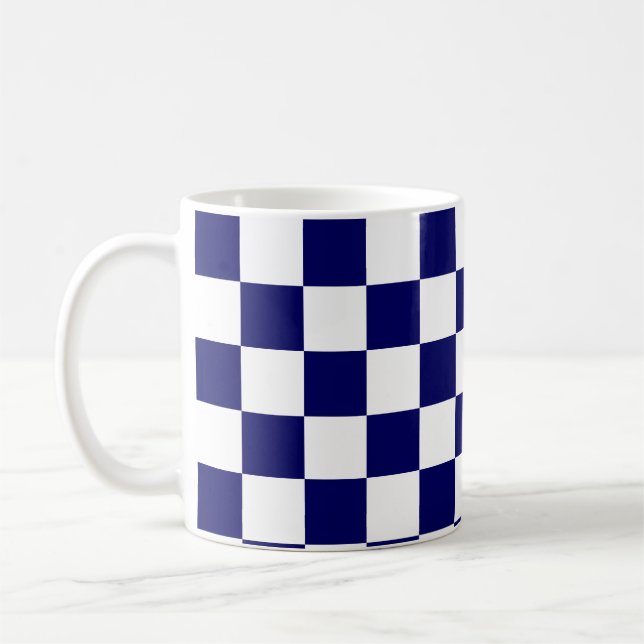 Navy-Blau-Weiß-Schachbrettmuster Kaffeetasse (Links)