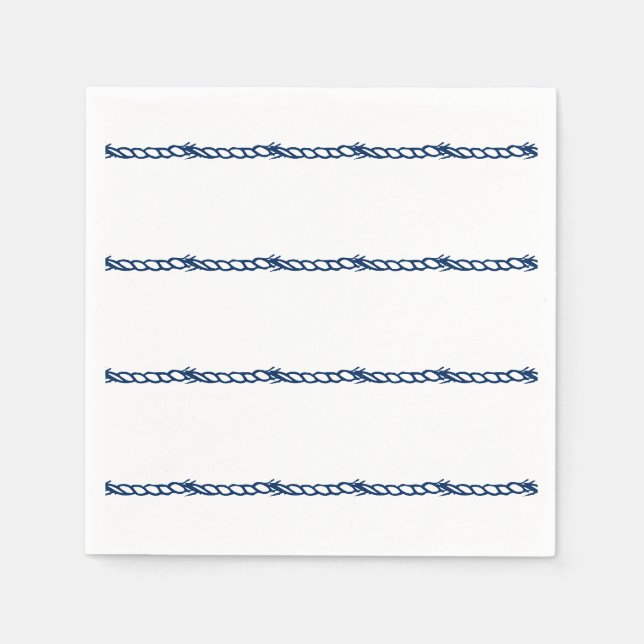 Navy Blau-Weiß-Seeseil-Muster Party Serviette (Vorderseite)