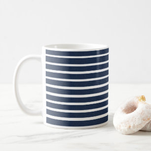 Navy Blau Weiß Streifen Strandhaus Kaffeetasse
