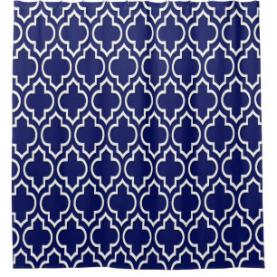 Navy Blau Weiß XL Marokkanisch #4DS Duschvorhang