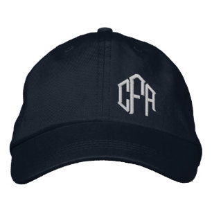 Navy Blau Weiße Blockschrift Monogramm  Bestickte Baseballkappe