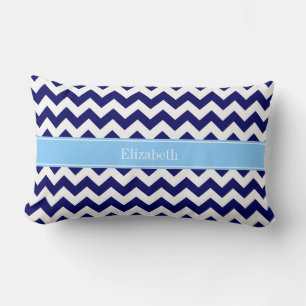 Navy Blau Weiße Chevron Himmel Blau Name Monogramm Lendenkissen