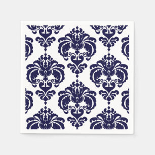 Navy Blau Weiße Damast Vintage Hochzeit Event Part Serviette