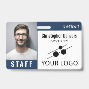 Navy Blau Weiße Mitarbeiter-ID-Foto & großes Logo Ausweis
