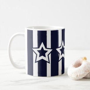 Navy Blau Weiße Stern Streifen Kaffeetasse