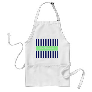 Navy Blau Weiße Streifen Mintgrün Name Monogramm Schürze
