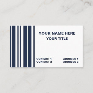 Navy Blau Weiße Streifen Preppy Modern Visitenkarte