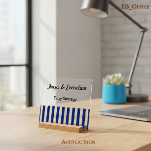 Navy Blau Weiße Streifen Professionelle Motivation Acrylschild