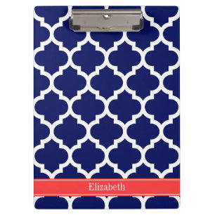Navy Blau Wht Marokkanisch #5 Korallenrot Name Mon Klemmbrett
