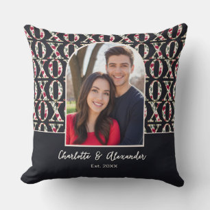 Navy Blau XOXO Muster Paarfoto Moderne Architekt Kissen