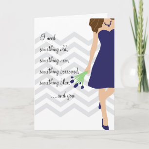 Navy Blau Zickzack wirst du meine Bridesmaid sein Einladung