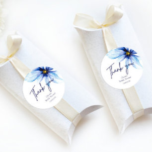 Navy blaue Blume Minimalistisch elegant Danke Runder Aufkleber