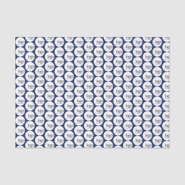 NAVY BLAUE EIGENES LOGO WIEDERHOLUNG PATTERGESCHÄF SEIDENPAPIER (Vorderseite)