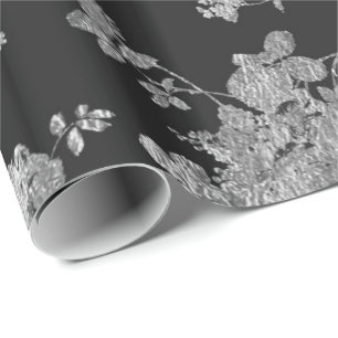 Navy blaue Imitate silberfarbene Vintage Chorflora Geschenkpapier