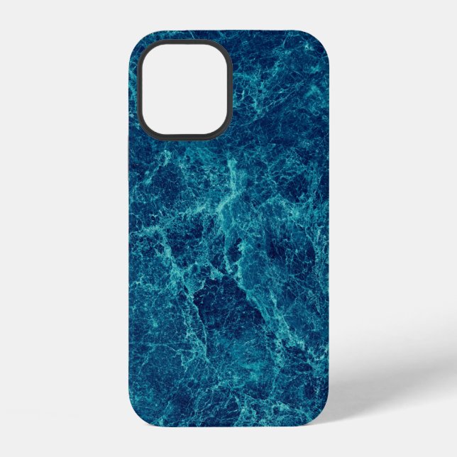 Navy Blaue Marmortextur iPhone 12 Hülle (Rückseite)
